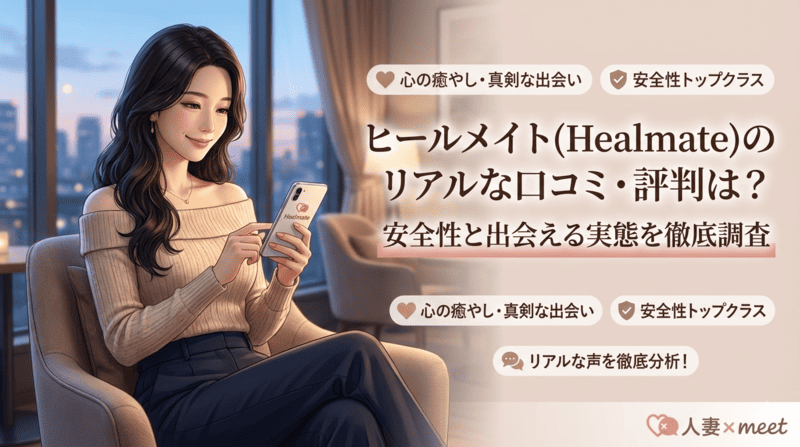 ヒールメイト(Healmate)のリアルな口コミ・評判は？安全性と出会える実態を徹底調査