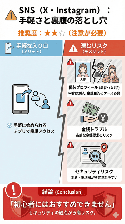 2. SNS(XやInstagram)(推奨度:★★☆)