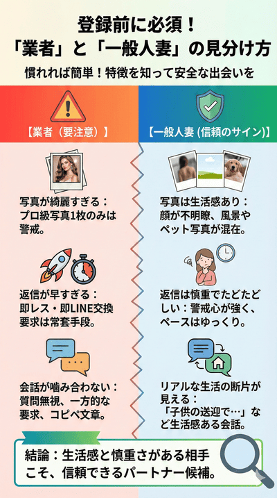 登録前に知っておくべき「業者」と「一般人妻」の見分け方