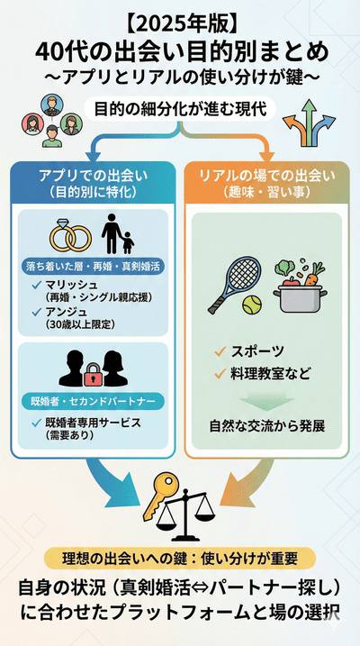 【2025年版】40代の出会い目的別アプリのまとめ