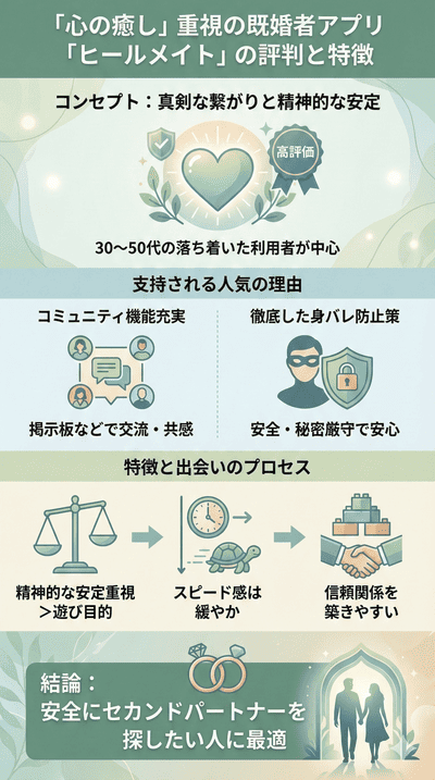 「心の癒し」重視の既婚者アプリ「ヒールメイト」の評判